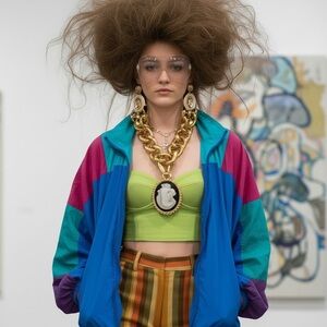 Bold Spirit Vintage 90s Colorblock Windbreaker Jacket Blue Magenta Retro L